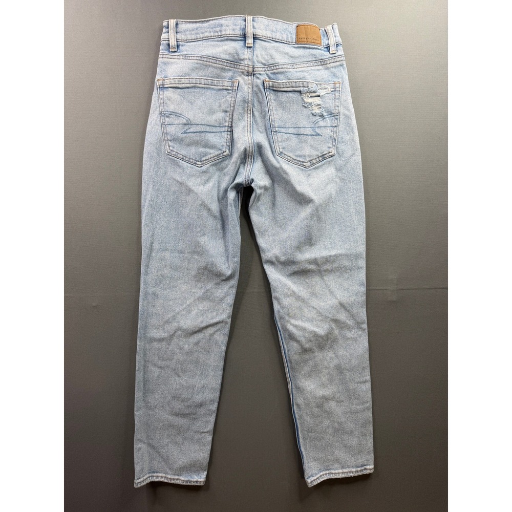 American Eagle Jeans Women Light Wash High Rise Distressed Mom 26x27